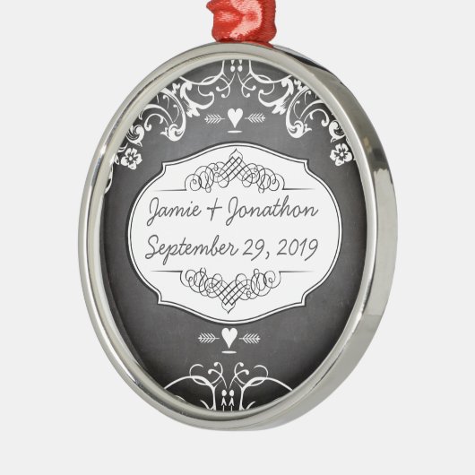 Karton-Typografie-Hochzeiten Silbernes Ornament (Links)