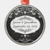 Karton-Typografie-Hochzeiten Silbernes Ornament (Vorne)