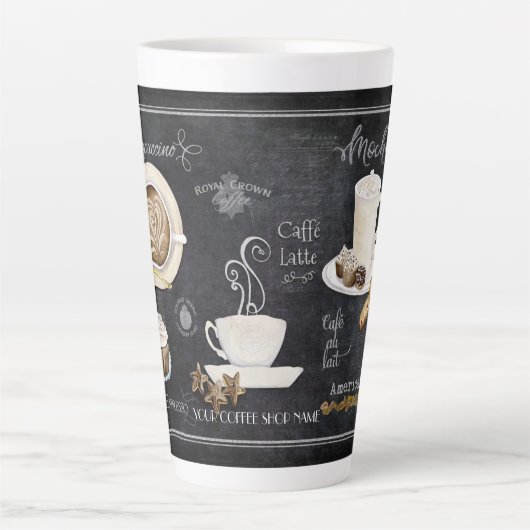 Karton Typografie Kaffeeschokolade in Desserts Milchtasse (Vorderseite)