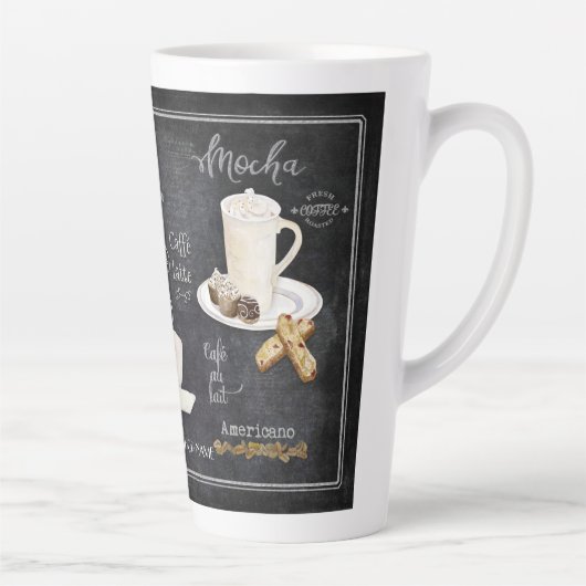 Karton Typografie Kaffeeschokolade in Desserts Milchtasse (Rechts)