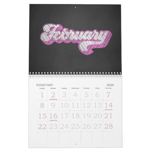Karton-Typografie Kalender (Feb 2026)