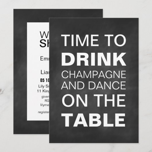 Karton Typografie Polterabend Einladung (Vorne/Hinten)