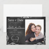 Karton Typografie Save the Date Foto einladen (Vorne/Hinten)