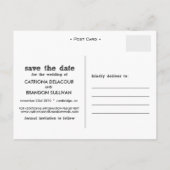 Karton Typografie Save the Date Postkarte (Rückseite)
