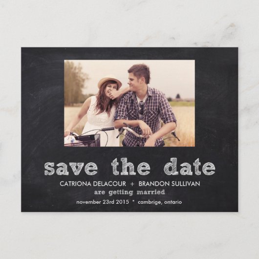 Karton Typografie Save the Date Postkarte (Vorderseite)