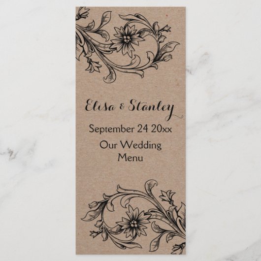 Karton Vintag Blumenkarte Menükarte (Vorderseite)