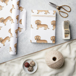Kartoon-Dog-Muster der Dackel mit Drahthaarhaar Geschenkpapier