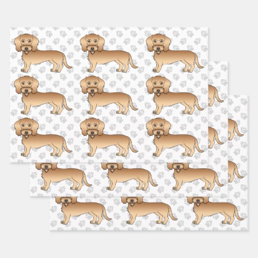 Kartoon-Dog-Muster der Dackel mit Drahthaarhaar Geschenkpapier Set (Set)