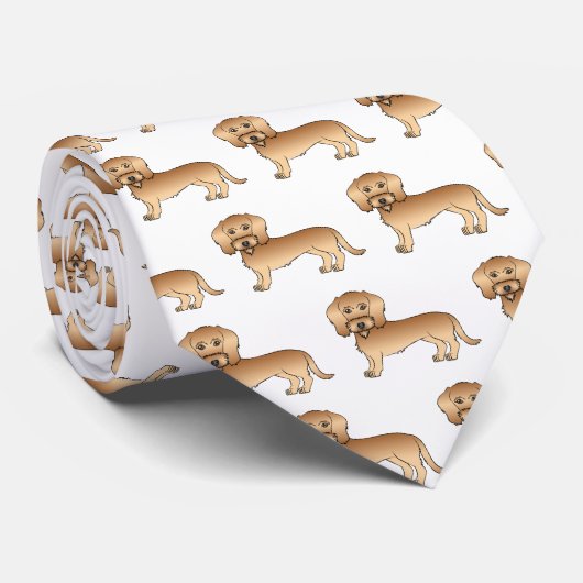Kartoon-Dog-Muster der Dackel mit Drahthaarhaar Krawatte (Gerollt)
