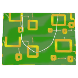 Kartoonische Geschenktasche mit grüner Geometrie Große Geschenktüte