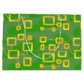 Kartoonische Geschenktasche mit grüner Geometrie Große Geschenktüte (Rückseite)