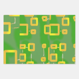 KartoonischGrünes Umschlagpapier Flachblatt Set 3 Geschenkpapier Set