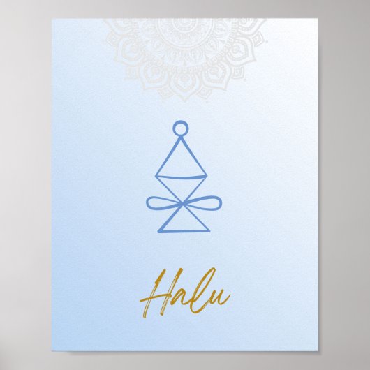 Karuna Reiki Halu Mandala Sky Blue Poster (Vorne)