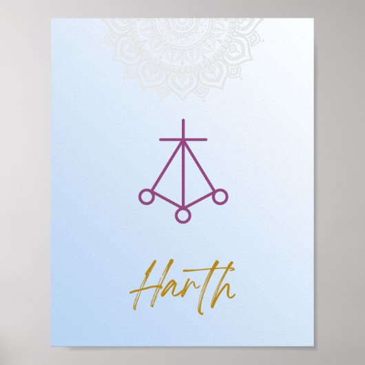 Karuna Reiki Harth Mandala Sky Blue Poster (Vorne)