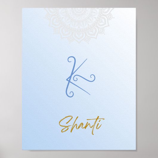 Karuna Reiki Shanti Mandala Sky Blue Poster (Vorne)