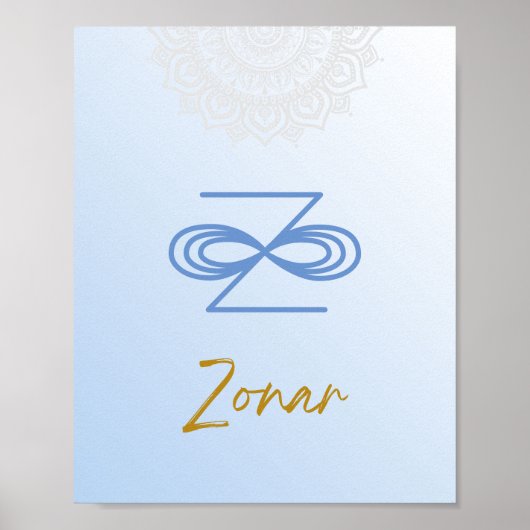 Karuna Reiki Zonar Mandala Sky Blue Poster (Vorne)