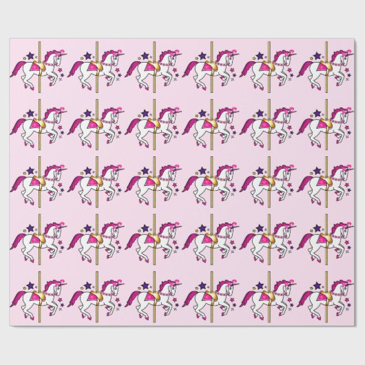 Karussell-Einhorn Geschenkpapier (Flach)