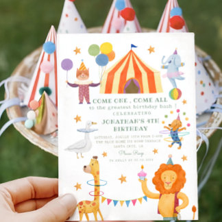 Karussell-Farbkarneval Geburtstag Einladung