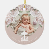 Karussell floral Soft Pink Foto Keramik Ornament (Vorne)
