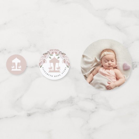 Karussell floral Soft Pink Foto Konfetti (Rückseiten)