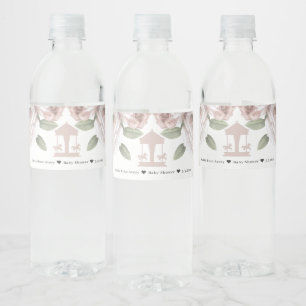 Karussell floral Soft Pink Personalisiert Wasserflaschenetikett