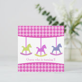 Karussell-Geburtstags-Party Einladung (Stehend Vorderseite)