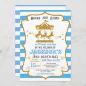 Karussell Geburtstagseinladung Vergnügungspark ein Einladung (Vorne/Hinten)