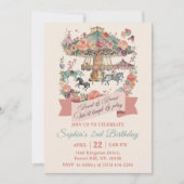 Karussell Karneval 2. Geburtstag Party Einladung (Vorderseite)