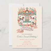 Karussell Karneval Zweite Geburtstag Einladung (Vorderseite)