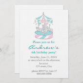 Karussell-Kindergeburtstags-Einladung Einladung (Vorne/Hinten)