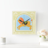 Karussell-Löwe bis Juni Heidekraut Vess Quadratische Wanduhr (Zuhause)