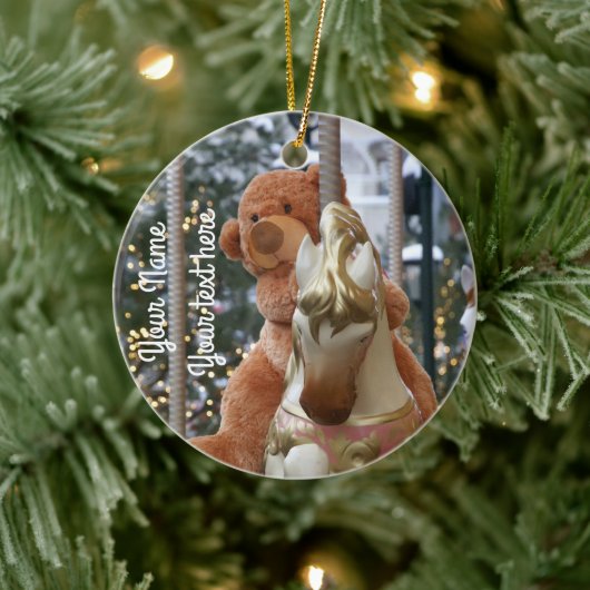 Karussell mit Teddy Bear Keramik Ornament (Baum)
