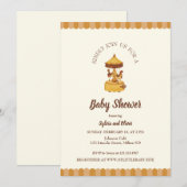 Karussell-niedliche Babydusche geschlechtsneutral Einladung (Vorne/Hinten)