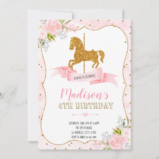 Karussell-Party Einladung (Vorderseite)