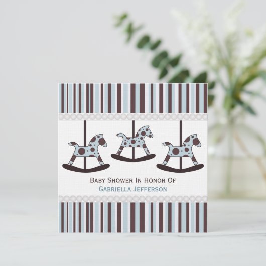 Karussell: Personalisierte Baby-Duschen-Einladung Einladung (Stehend Vorderseite)