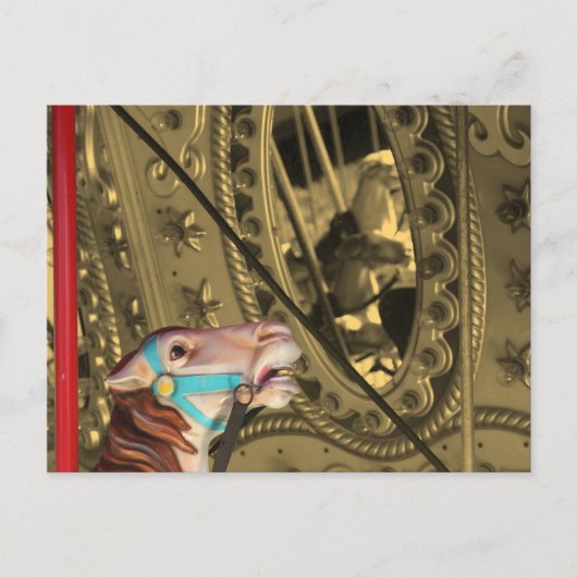 Karussell-Pferd auf Sepia-Postkarte Postkarte (Vorderseite)