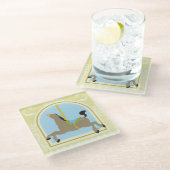 Karussell-Pferd bis Juni Heidekraut Vess Glasuntersetzer (Schrägansicht)