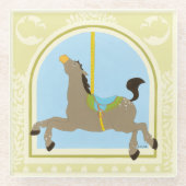 Karussell-Pferd bis Juni Heidekraut Vess Glasuntersetzer (Vorderseite)