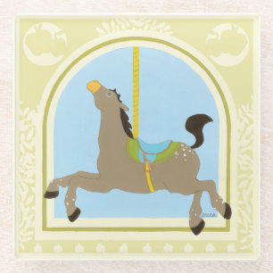 Karussell-Pferd bis Juni Heidekraut Vess Glasuntersetzer