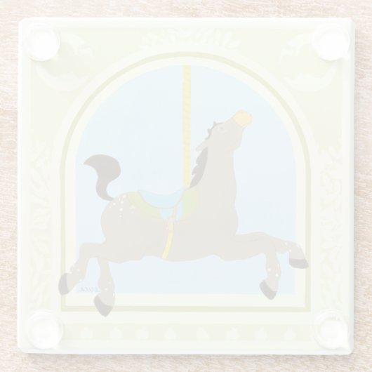 Karussell-Pferd bis Juni Heidekraut Vess Glasuntersetzer (Rückseite)