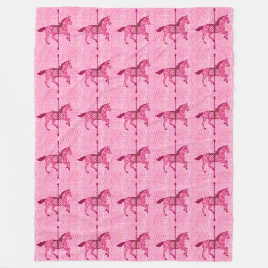 Karussell Pferd - Fuchsia Pink Fleecedecke (Vorderseite)