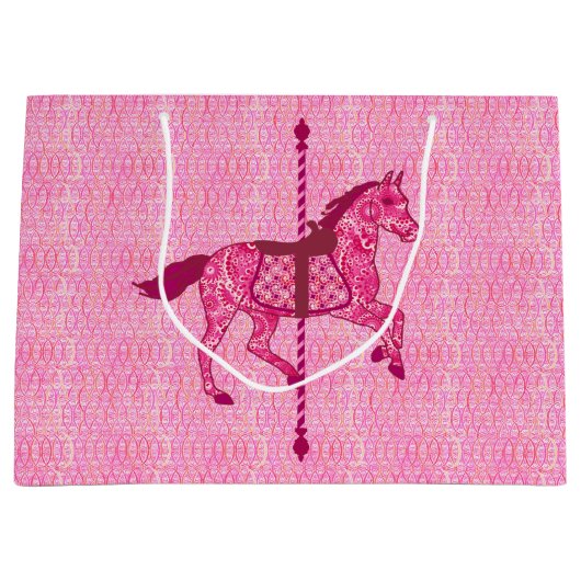 Karussell Pferd - Fuchsia Pink Große Geschenktüte (Vorderseite)