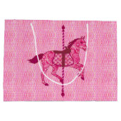 Karussell Pferd - Fuchsia Pink Große Geschenktüte (Rückseite)