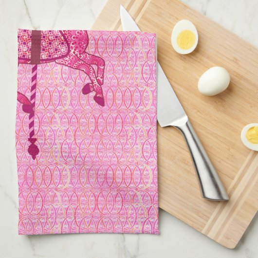 Karussell Pferd - Fuchsia Pink Handtuch (Viertel Falte)