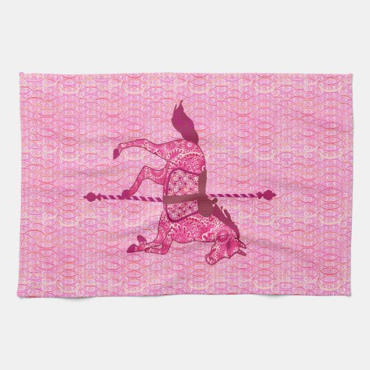 Karussell Pferd - Fuchsia Pink Handtuch (Horizontal)