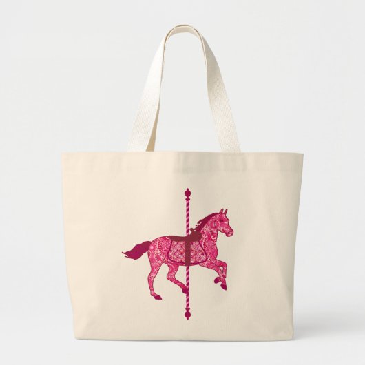 Karussell Pferd - Fuchsia Pink Jumbo Stoffbeutel (Vorne)
