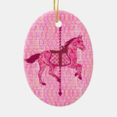 Karussell Pferd - Fuchsia Pink Keramik Ornament (Hinten)