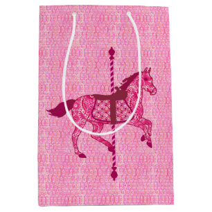 Karussell Pferd - Fuchsia Pink Mittlere Geschenktüte