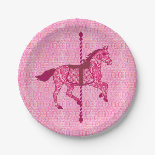 Karussell Pferd - Fuchsia Pink Pappteller