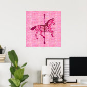 Karussell Pferd - Fuchsia Pink Poster (Heimbüro)